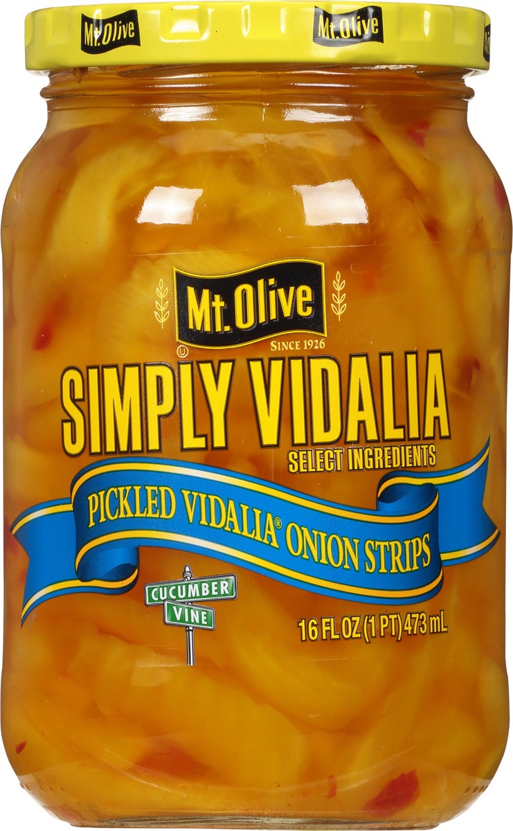 slide 7 of 9, Mt. Olive Simply Vidalia Pickled Vidalia Onion Strips, 16 fl oz