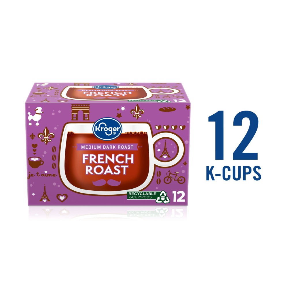 slide 1 of 5, Kroger Medium Dark Roast French Roast Coffee Kcup Pods - 12 ct, 12 ct