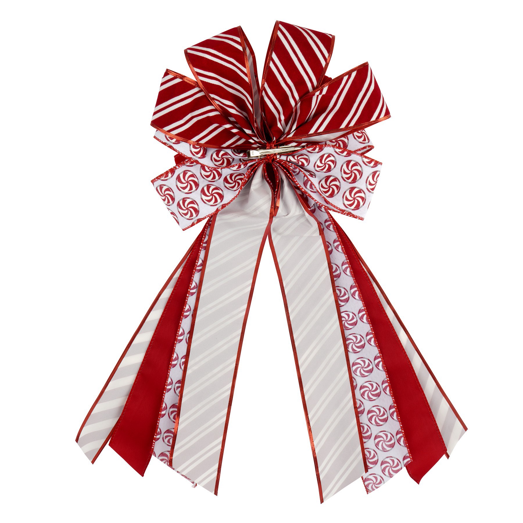 slide 2 of 2, 21" Red Candy Cane Tree Bow By Celebrate It, 11 in x 21 in