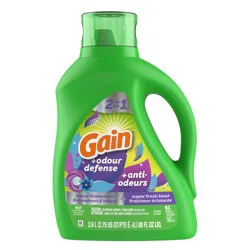 Gain Odor Defense Liquid Laundry Detergent, Super Fresh Blast Scent, 88 fl oz, 61 loads, 2 in 1, Laundry Detergent Liquid Soap, HE compatible