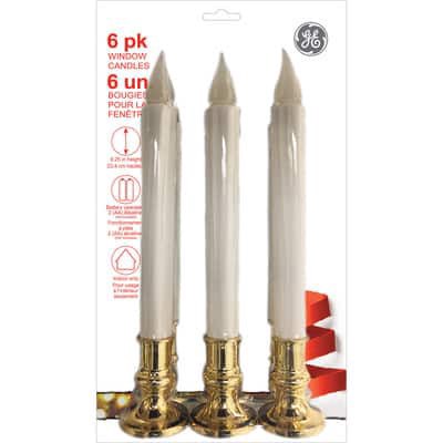 slide 1 of 1, Ge 9.25" Plastic Led Window Candles, 6ct., 6 ct