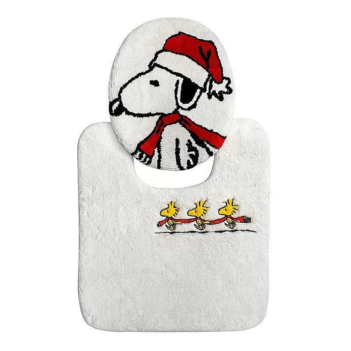 slide 1 of 1, Peanuts Be Merry Toilet Cover and Contour Rug Set - Red, 2 ct