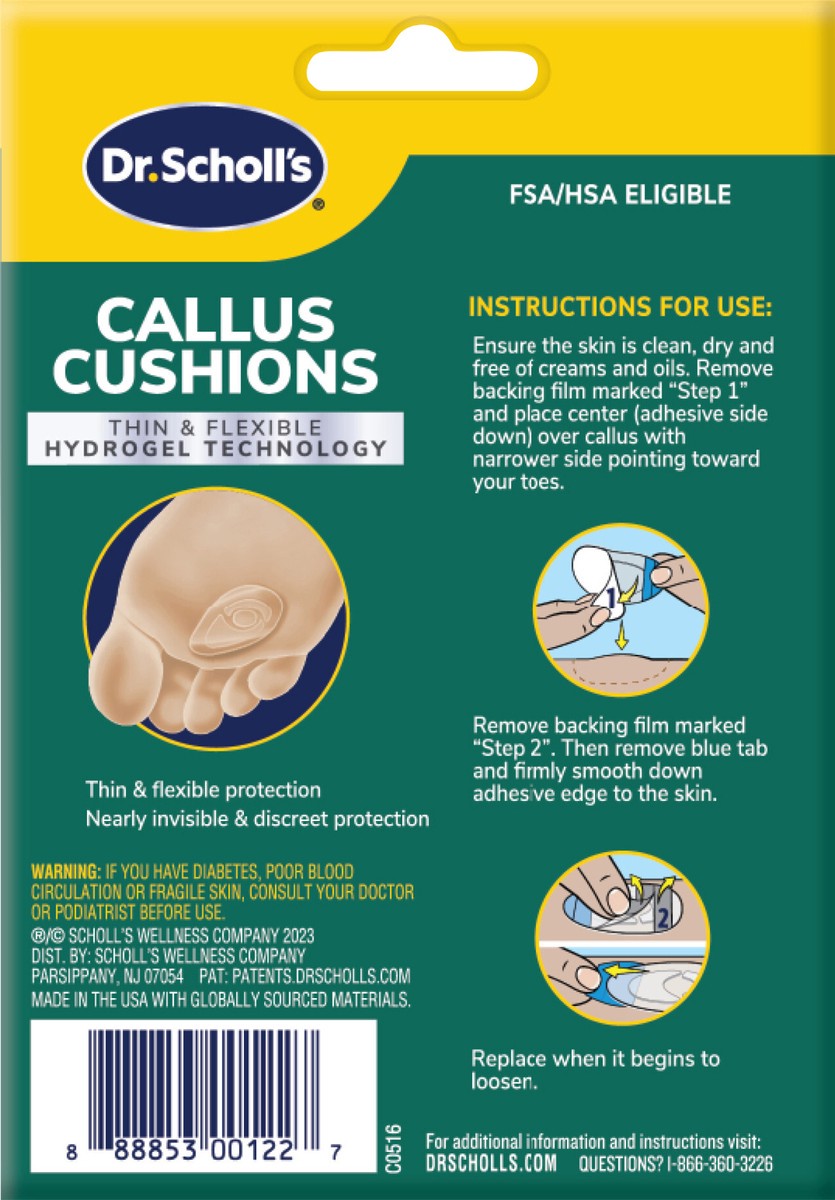 slide 2 of 3, Dr. Scholl's Thin + Flexible Callus Cushions, 5 ct