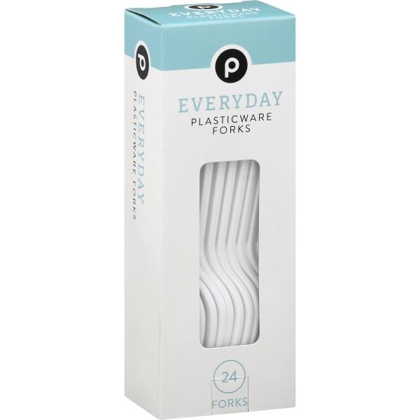 slide 1 of 1, Publix Forks, Plasticware, Heavy Duty, 24 ct