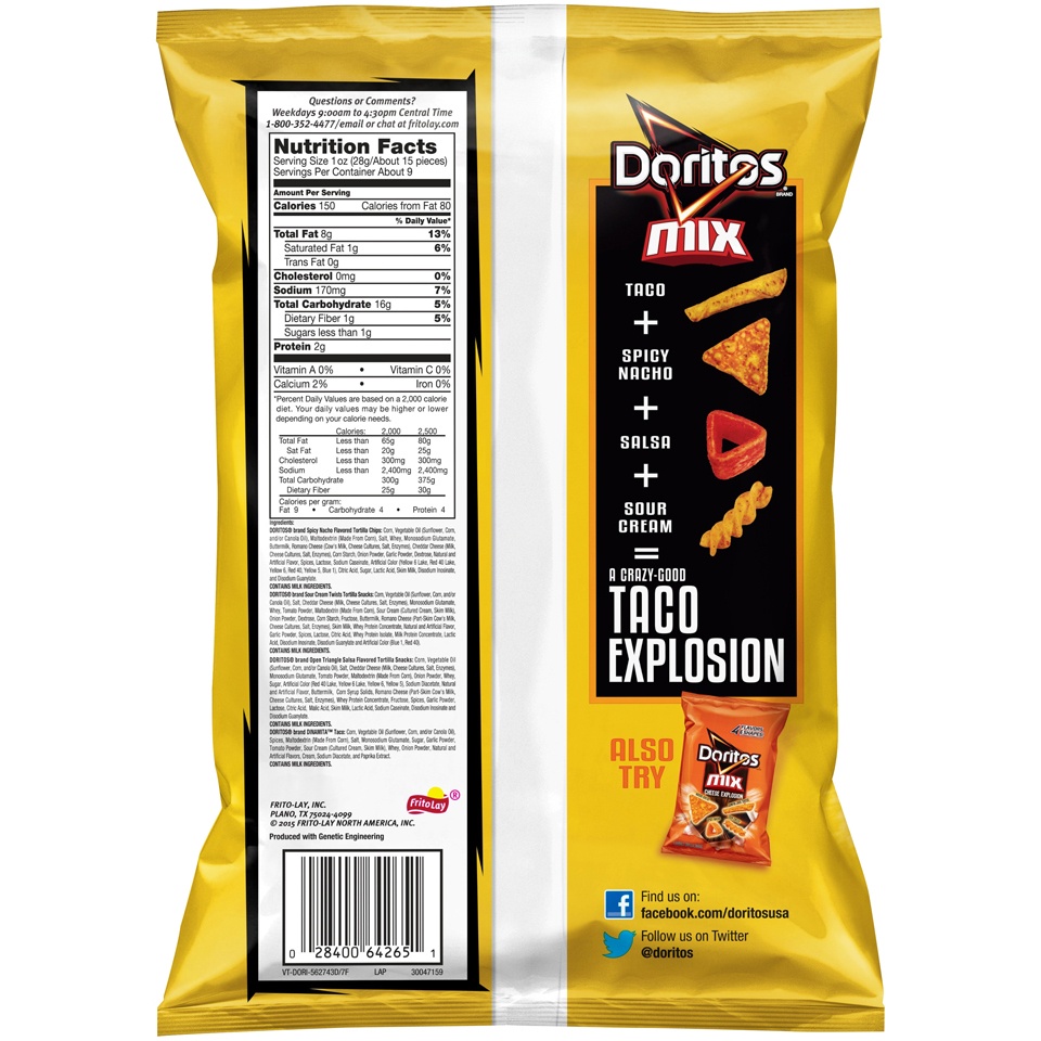 slide 2 of 4, Doritos Mix Taco Explosion Tortilla Chips, 9.25 oz