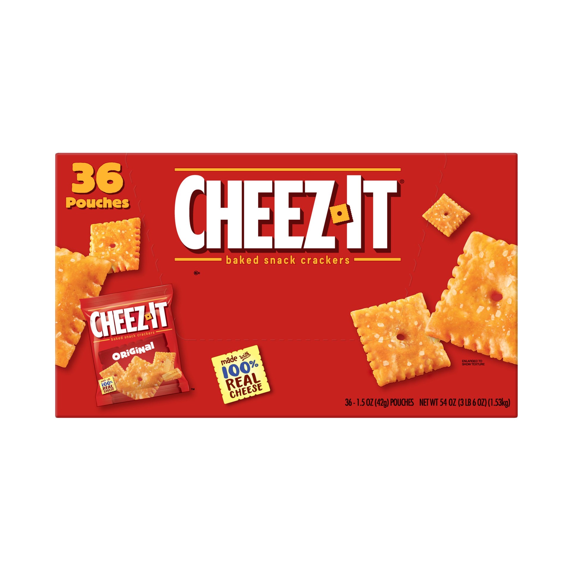 slide 3 of 5, Cheez-It Cheese Crackers, Original, 54 oz, 36 Count, 54.08 oz