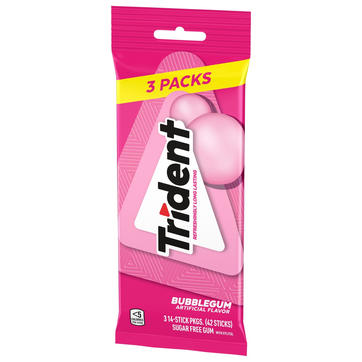 slide 8 of 9, Trident Sugar Free Bubblegum Gum with Xylitol 3 - 14 Stick Packages, 3 ct