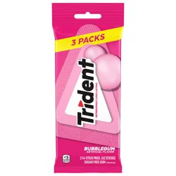 Trident Sugar Free Bubblegum Gum with Xylitol 3 - 14 Stick Packages
