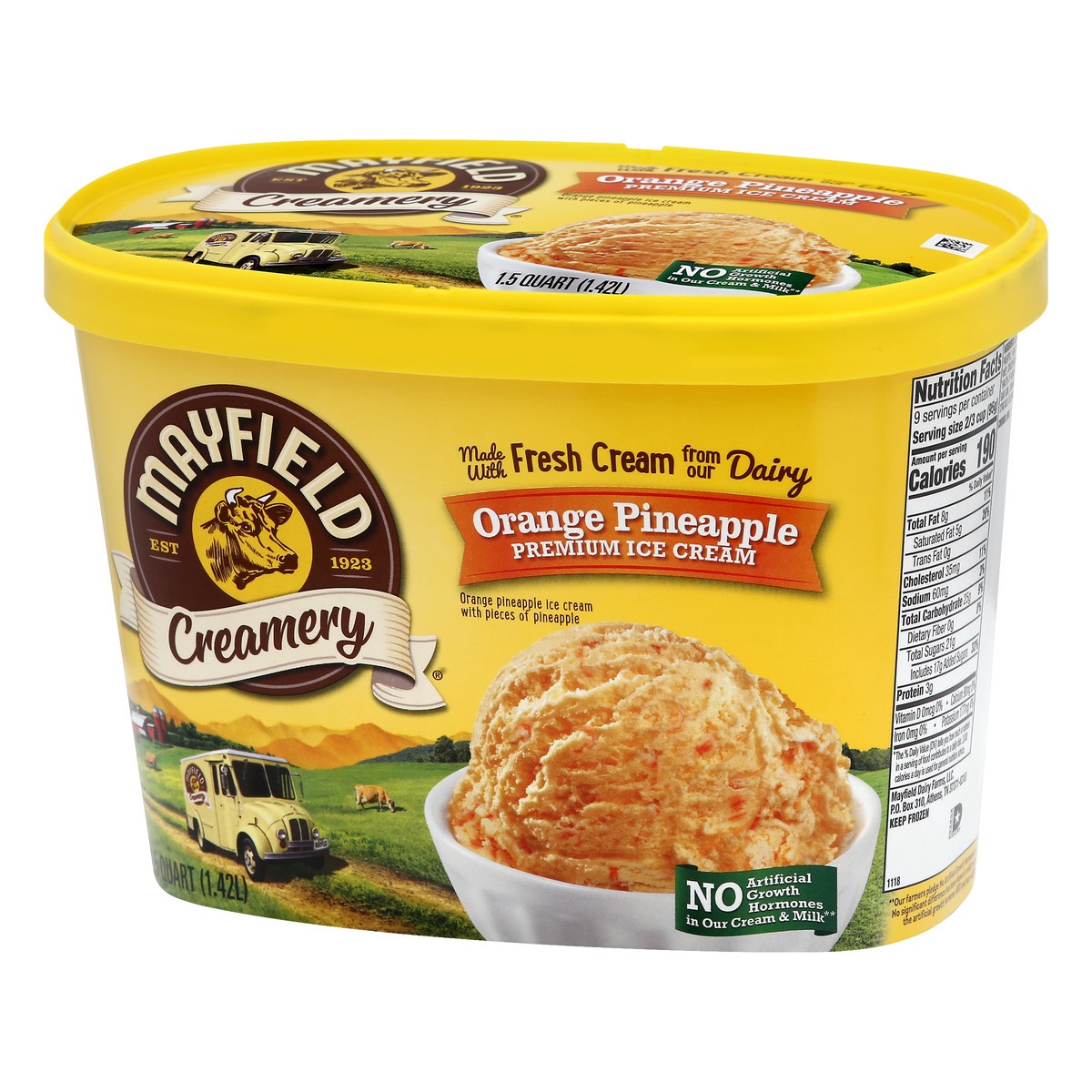 slide 9 of 14, Mayfield Creamery Orange Pineapple Premium Ice Cream 1.5 qt, 1.5 qt