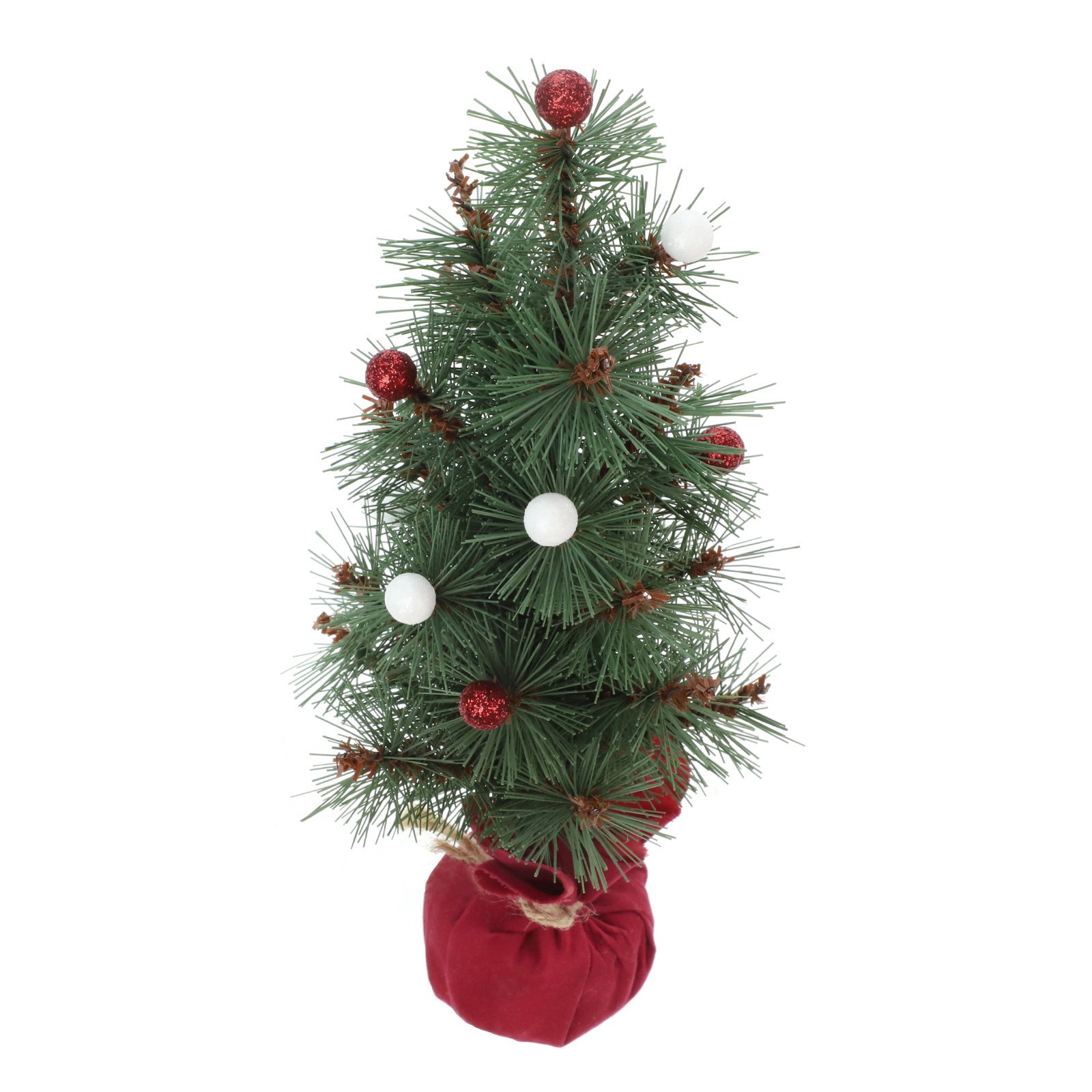slide 2 of 3, 12" Green Pine Accent Tree With Glitter Berries In Red Velvet Base By Ashland, 6 in x 6 in x 12 in