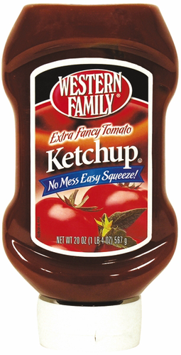 slide 1 of 1, Western Family Ketchup Tomato Upside Down, 20 oz