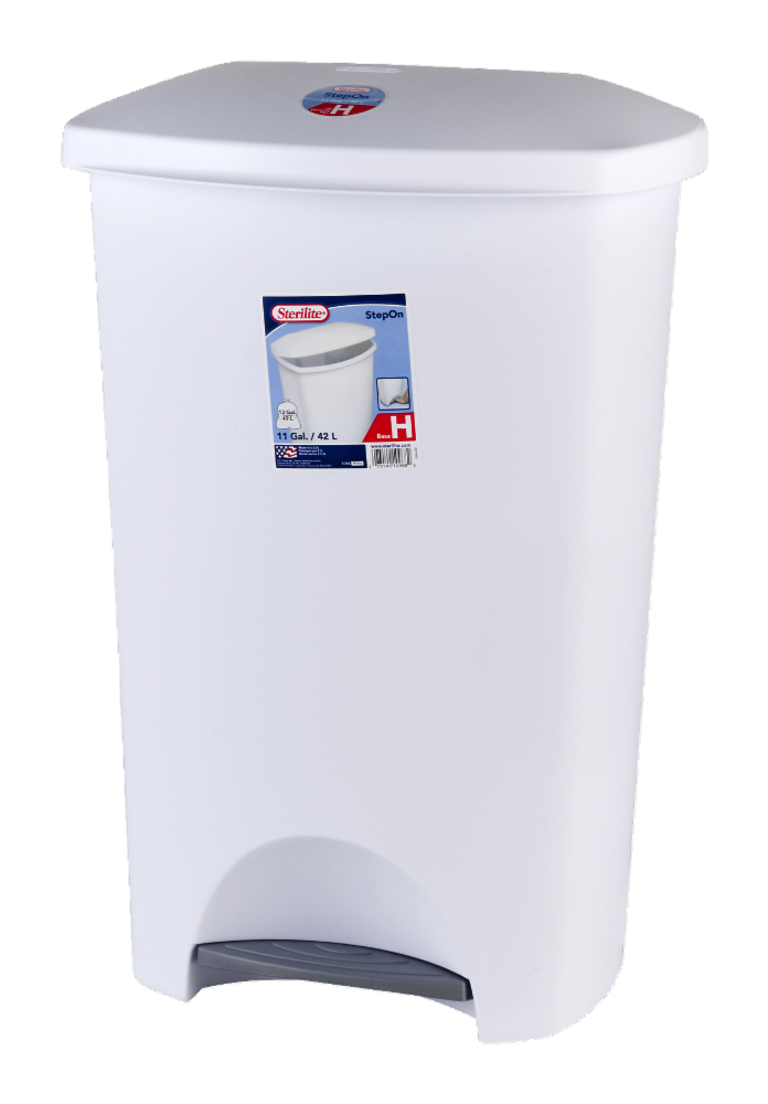 slide 1 of 2, Sterilite Step-On White Wastebasket Gallon/42, 44 qt; 11 gal