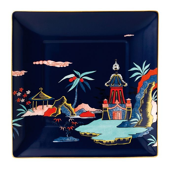 slide 1 of 2, Wedgwood Wonderlust Blue Pagoda Square Tray, 5.9 in