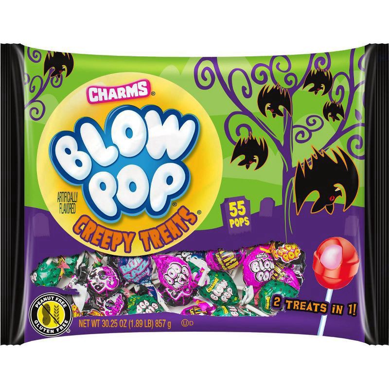 slide 1 of 3, Charms Treat Creepy Blow Pop, 55 ct