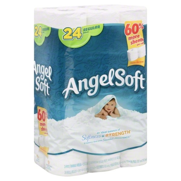 slide 1 of 1, Angel Soft Softness & Strength 2-Ply Regular Rolls Bath Tissues, 24 ct