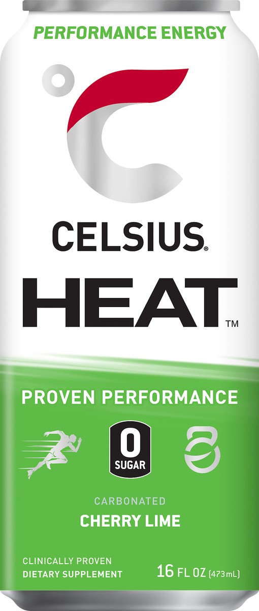 slide 4 of 6, CELSIUS HEAT Sparkling Cherry Lime, Functional, Essential Energy Drink 16 Fl Oz Single Can, 16 fl oz