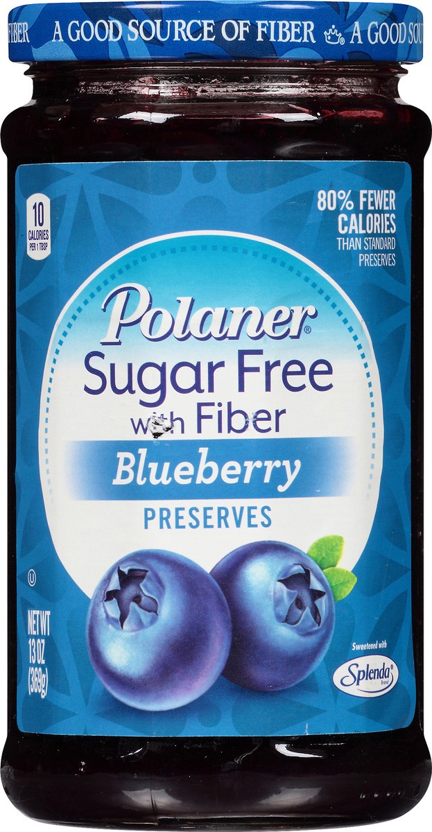 slide 4 of 7, Polaner Sugar Free with Fiber Blueberry Preserves 13 oz, 13 oz