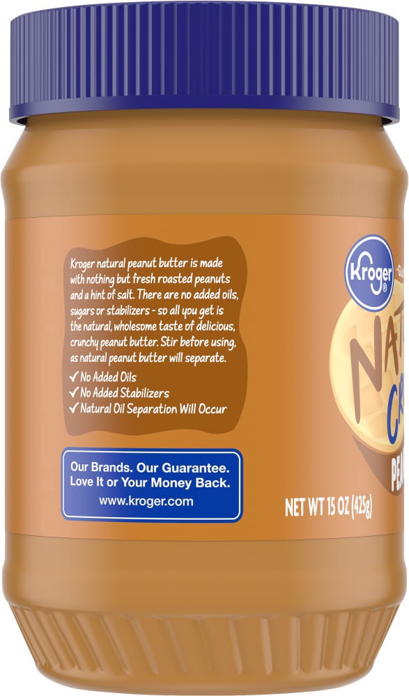 slide 2 of 4, Kroger Natural Crunchy Peanut Butter, 15 oz