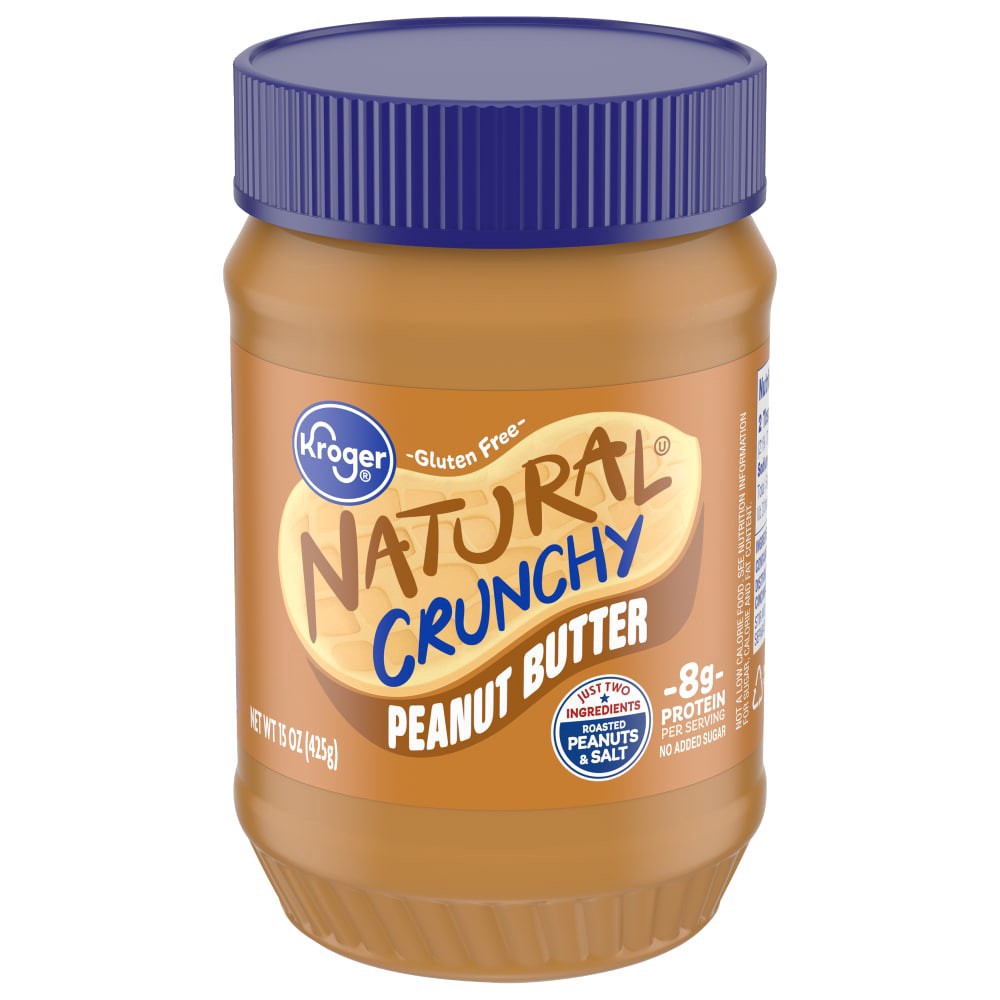 slide 1 of 4, Kroger Natural Crunchy Peanut Butter, 15 oz