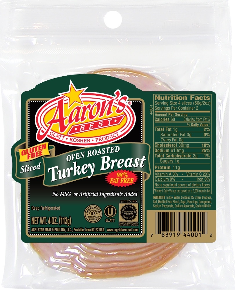slide 1 of 1, Aaron's Best Sliced Oven Roasted Turkey Breast, 4 oz
