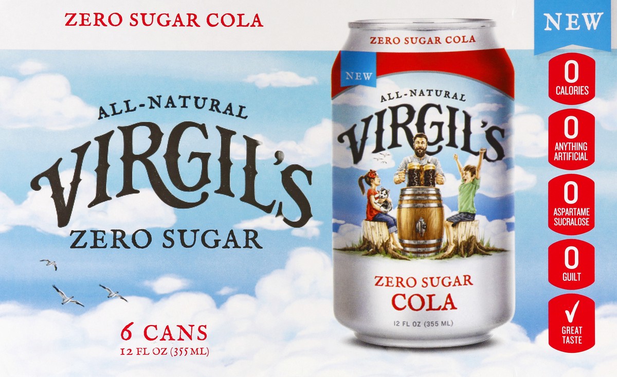 slide 5 of 9, Virgil's Zero Sugar Cola 6 ea, 6 ct