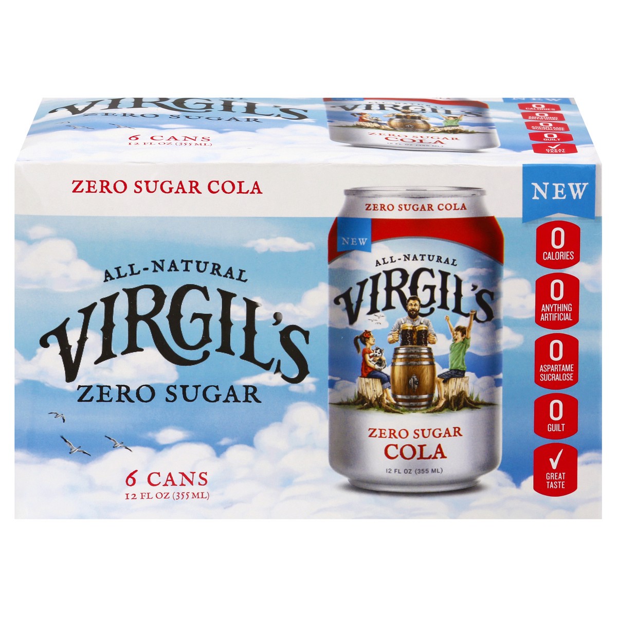 slide 1 of 9, Virgil's Zero Sugar Cola 6 ea, 6 ct