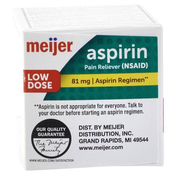 slide 12 of 13, Meijer Aspirin Enteric Coated Tablets, 81 mg, 200 ct