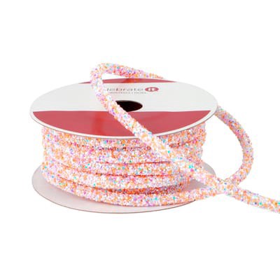 slide 1 of 3, 1/4" X 15ft. Pink Glitter Rope Ribbon By Celebrate It, 1/4 in x 15 ft