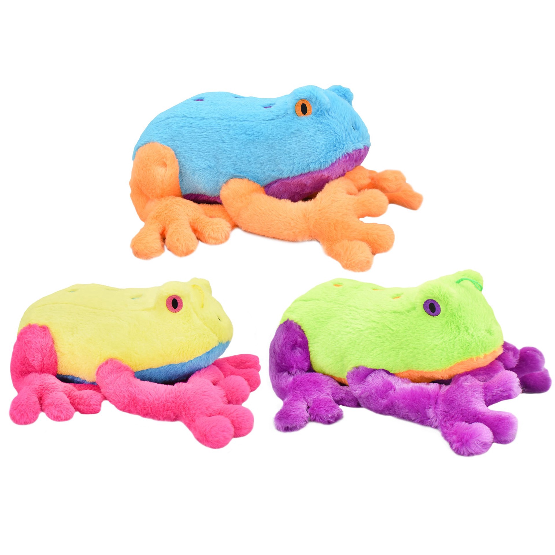 slide 1 of 1, Multipet International Jumbo Bright Colored Frog Dog Toy Assorted, X-Large, XL