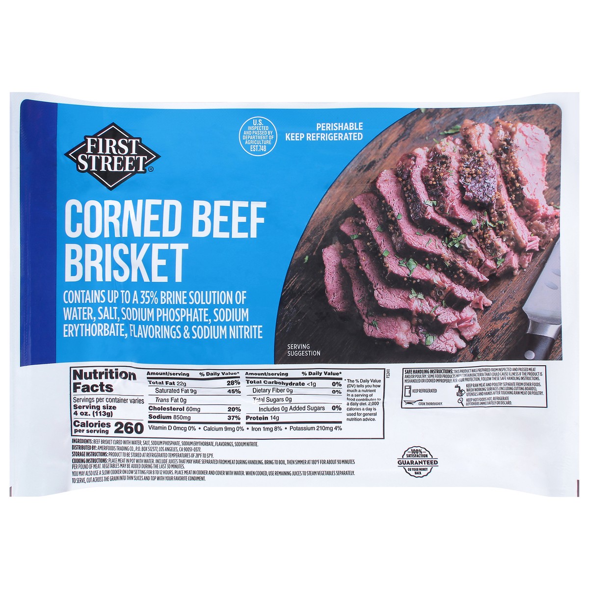 slide 12 of 14, First Street Corned Beef Brisket Family Pack, per lb