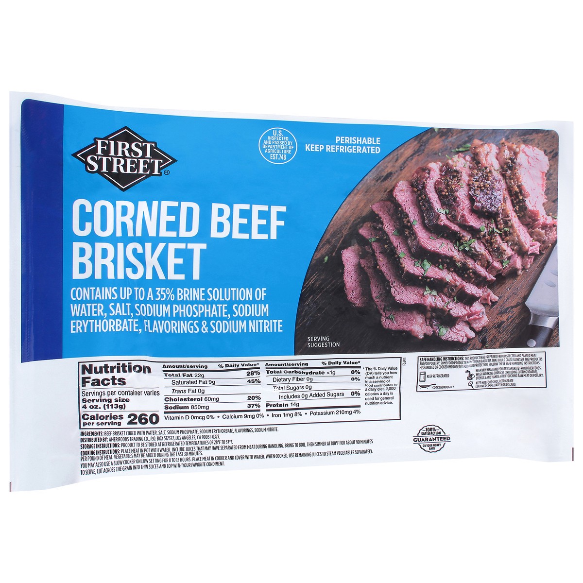 slide 14 of 14, First Street Corned Beef Brisket Family Pack, per lb