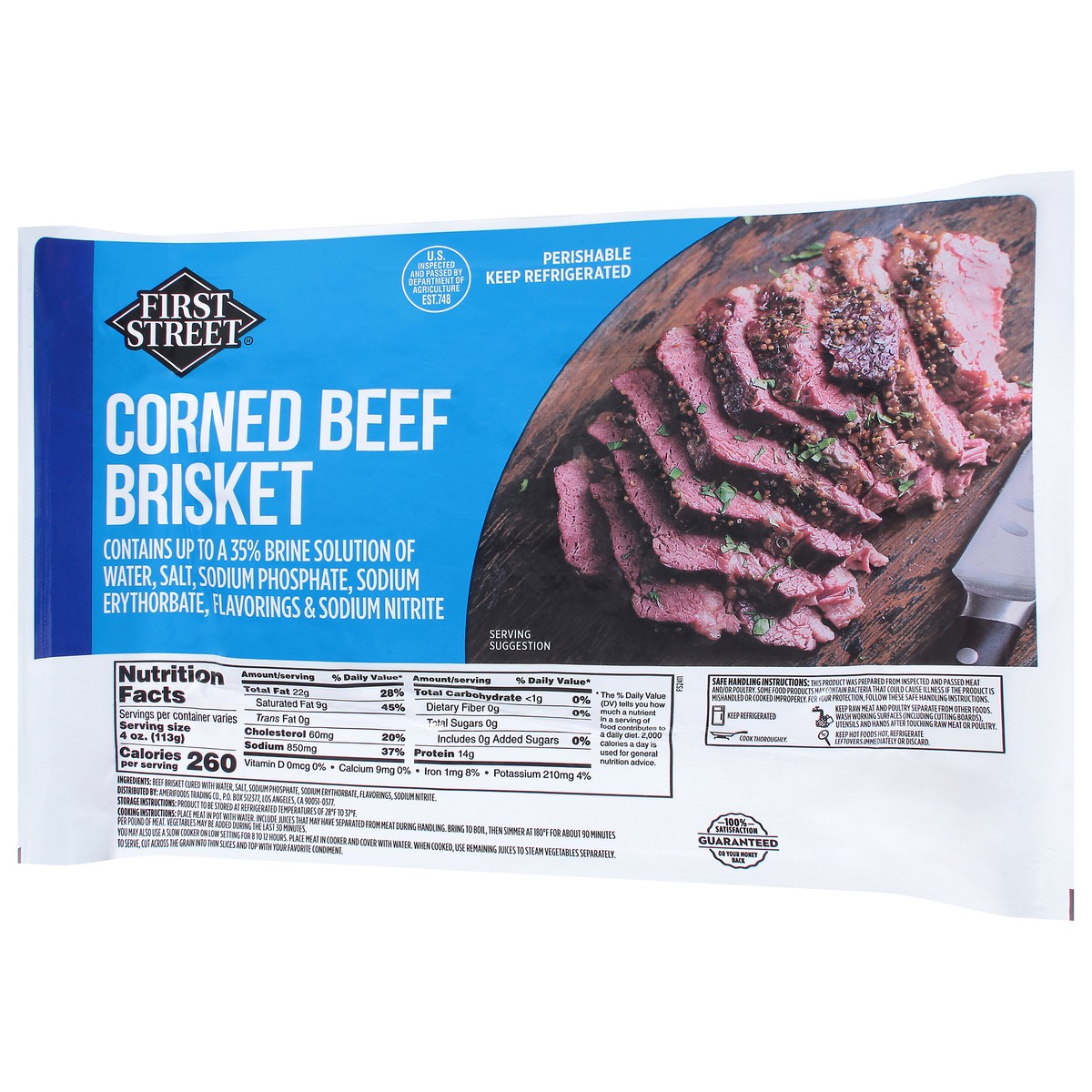 slide 13 of 14, First Street Corned Beef Brisket Family Pack, per lb