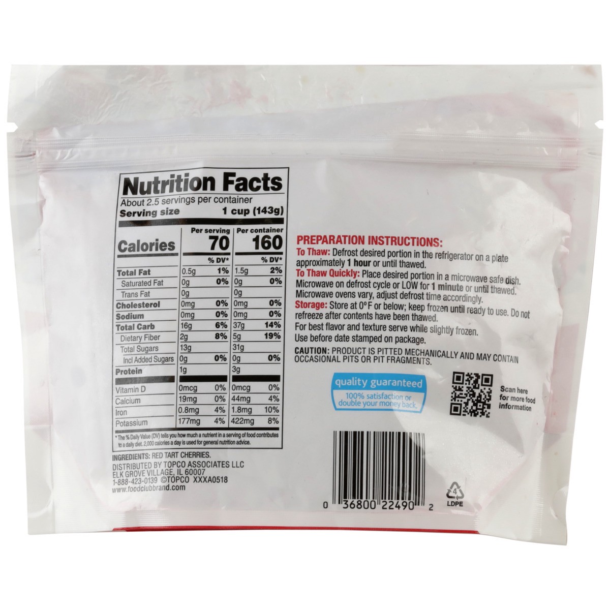 slide 9 of 9, Food Club Unsweetened Pitted Red Tart Cherries, 12 oz