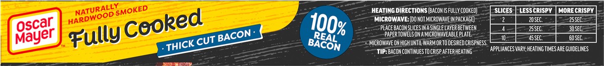 slide 4 of 9, Oscar Mayer Thick Cut Fully Cooked Bacon, 2.52 oz