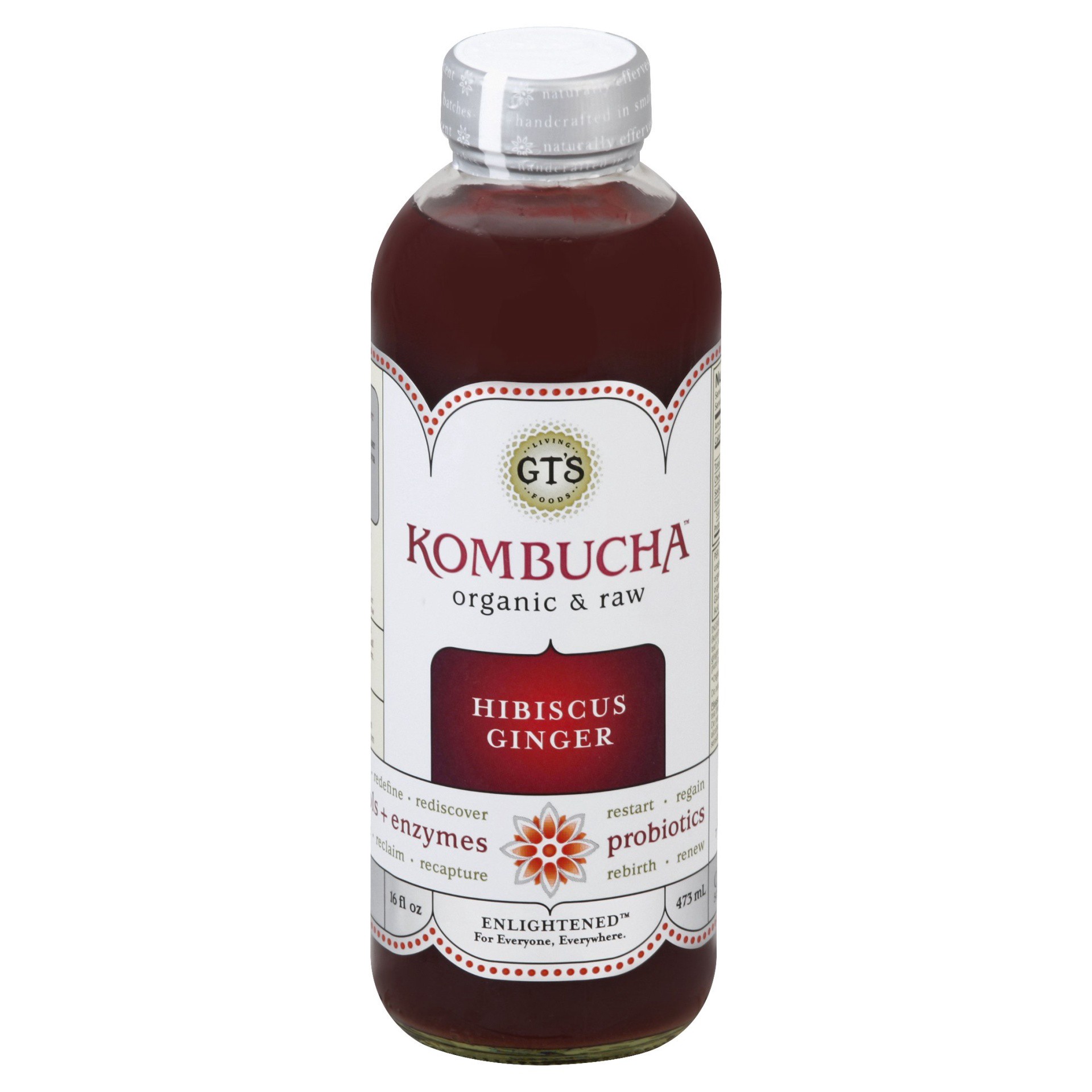 slide 1 of 1, GT's Organic & Raw Kombucha Hibiscus Ginger, 