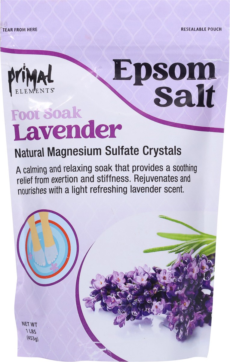 slide 10 of 12, Primal Elements Epsom Salt Lavender Foot Soak 1 lb, 1 lb