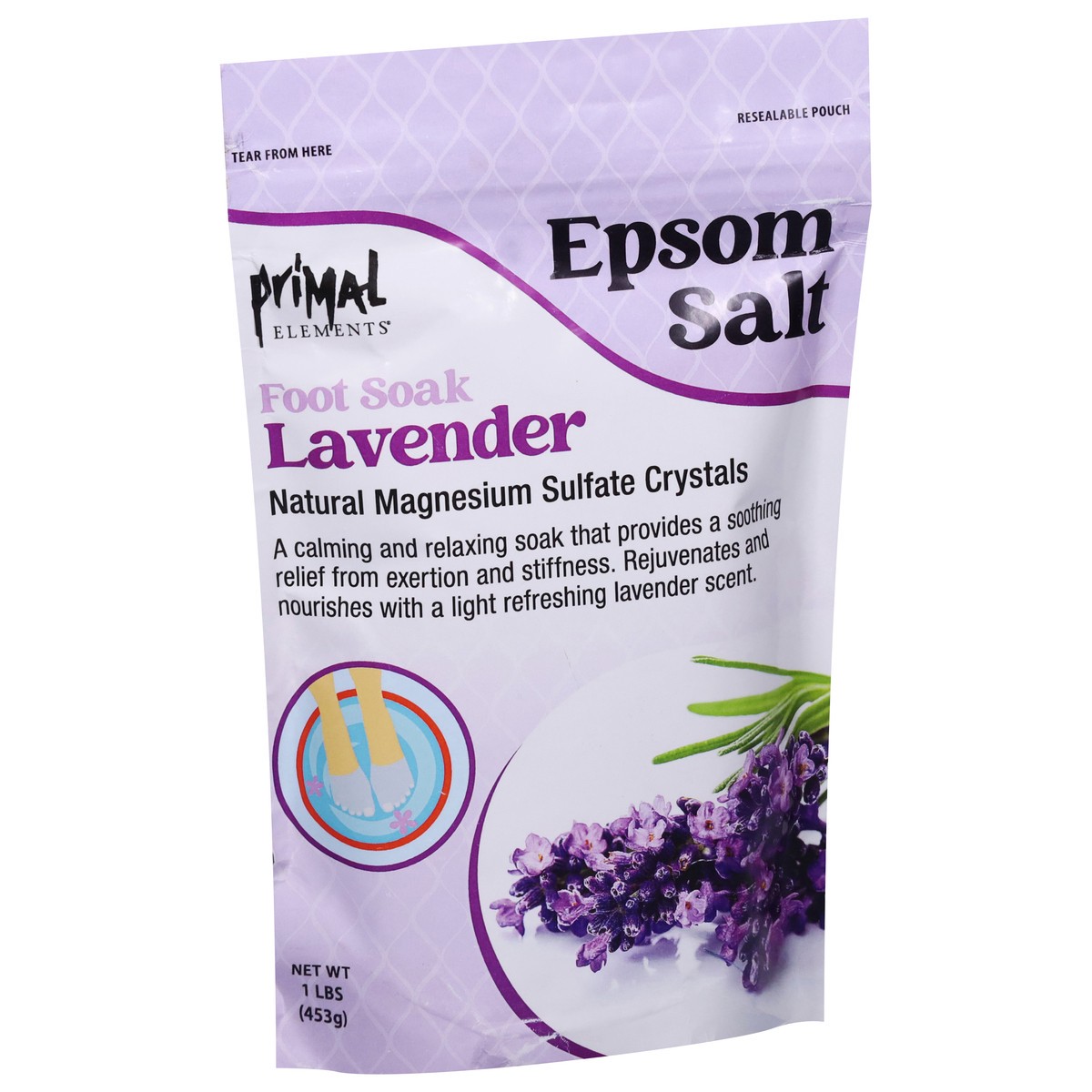 slide 2 of 12, Primal Elements Epsom Salt Lavender Foot Soak 1 lb, 1 lb