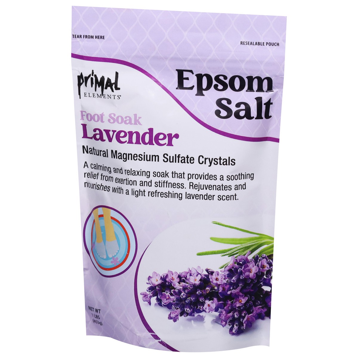 slide 4 of 12, Primal Elements Epsom Salt Lavender Foot Soak 1 lb, 1 lb