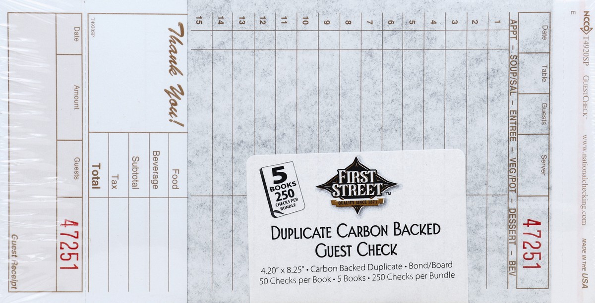 slide 5 of 6, First Street T4920 Guest Checks, 5 ct