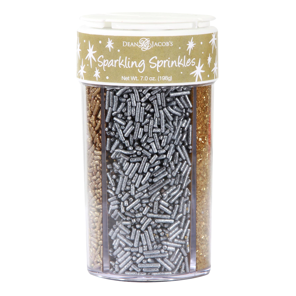 slide 1 of 1, Dean Jacob's sparkling sprinkles gold and silver, 6.3 oz