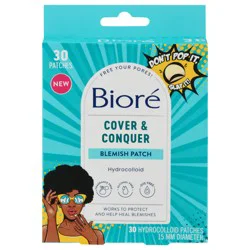 Biore Pimple Patches, Cover & Conquer Blemish Patch, Medical Grade Ultra-Thin Hydrocolloid for Covering Zits and Blemishes, HSA/FSA Approved, 30 count