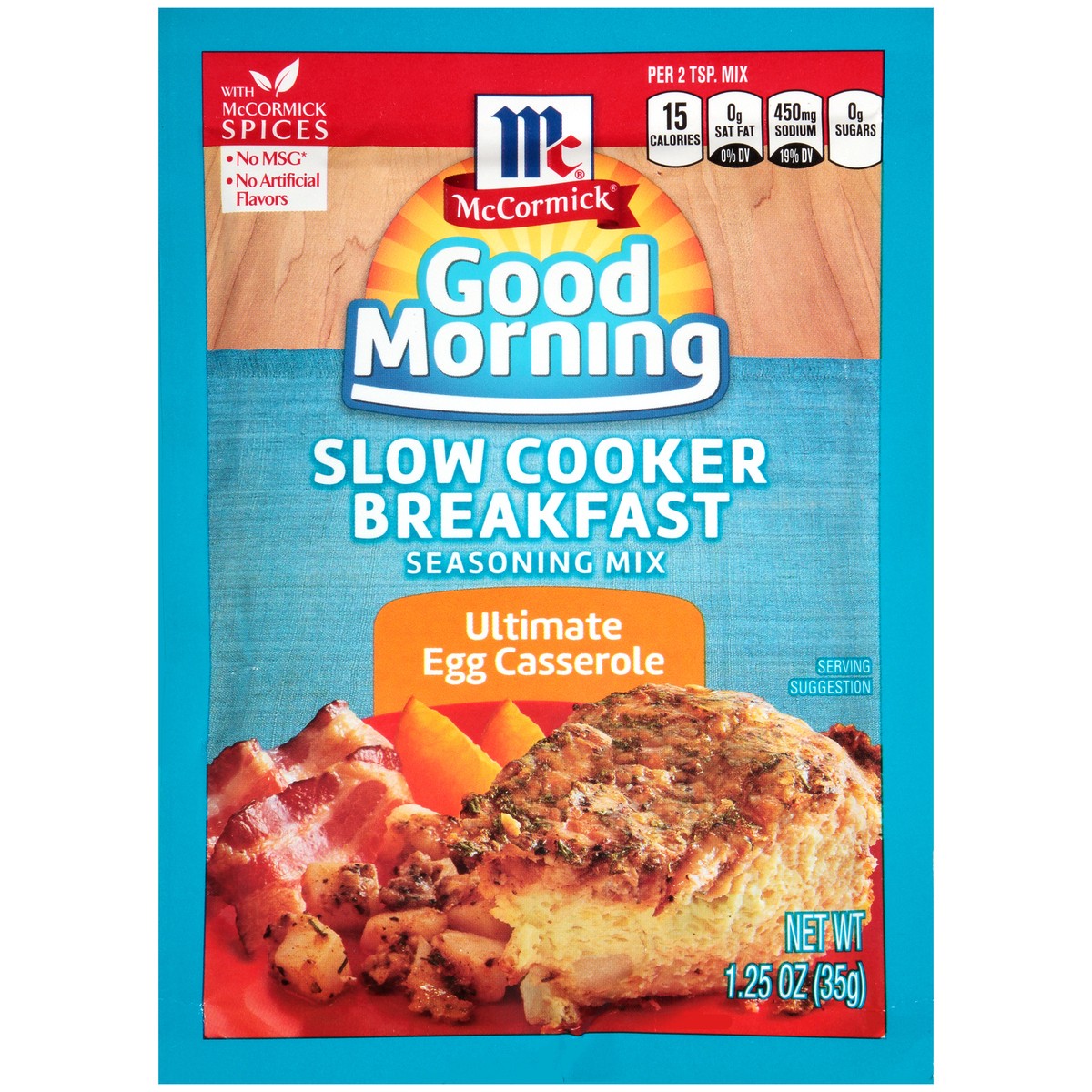 slide 1 of 8, McCormick Good Morning Ultimate Egg Casserole Slow Cooker Breakfast Seasoning Mix 1.25 oz. Packet, 1.25 oz