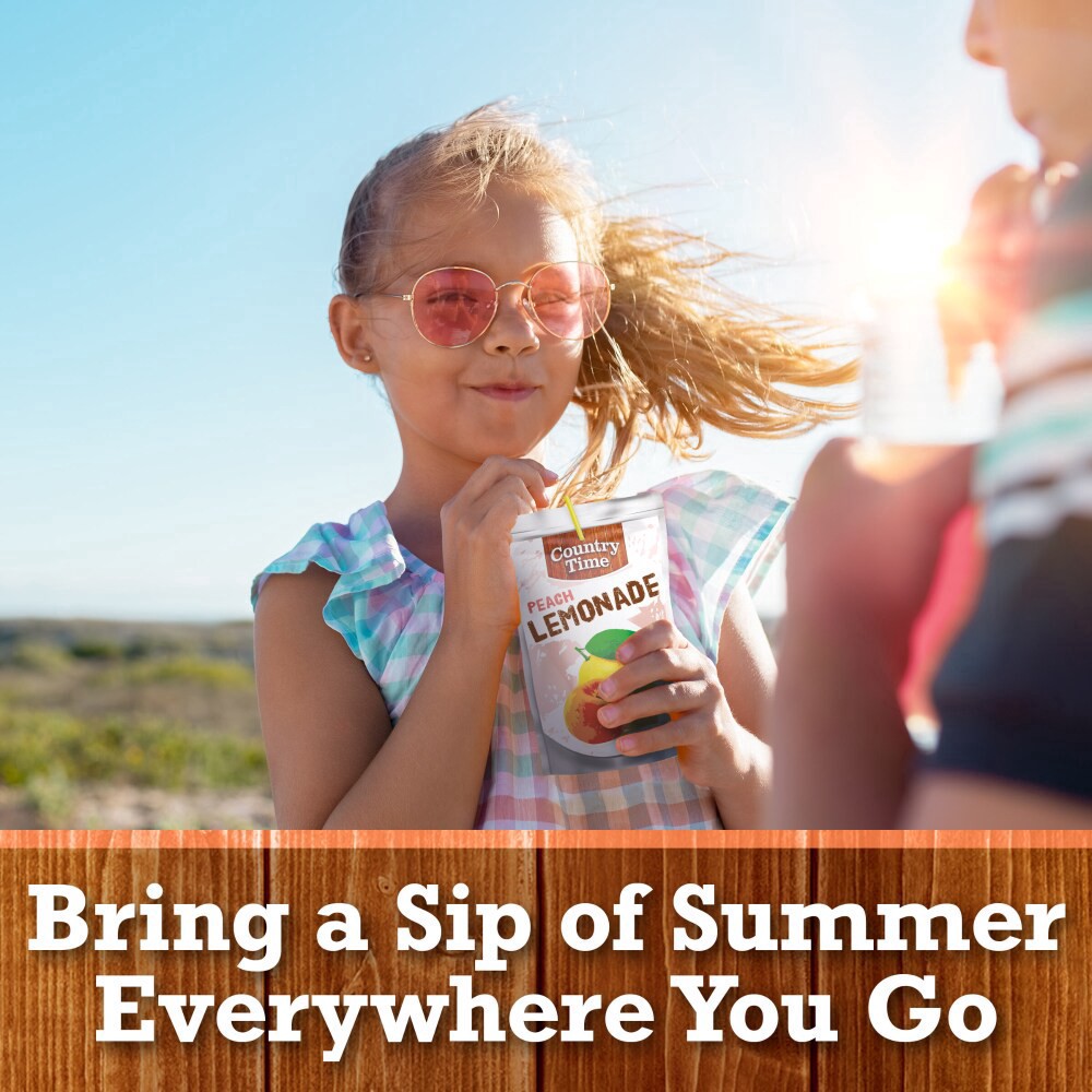 slide 3 of 6, Country Time Peach Lemonade Ready to Drink Flavored with other Flavor Drink Pouches, 10 ct Box, 6 fl oz Pouches, 10 ct