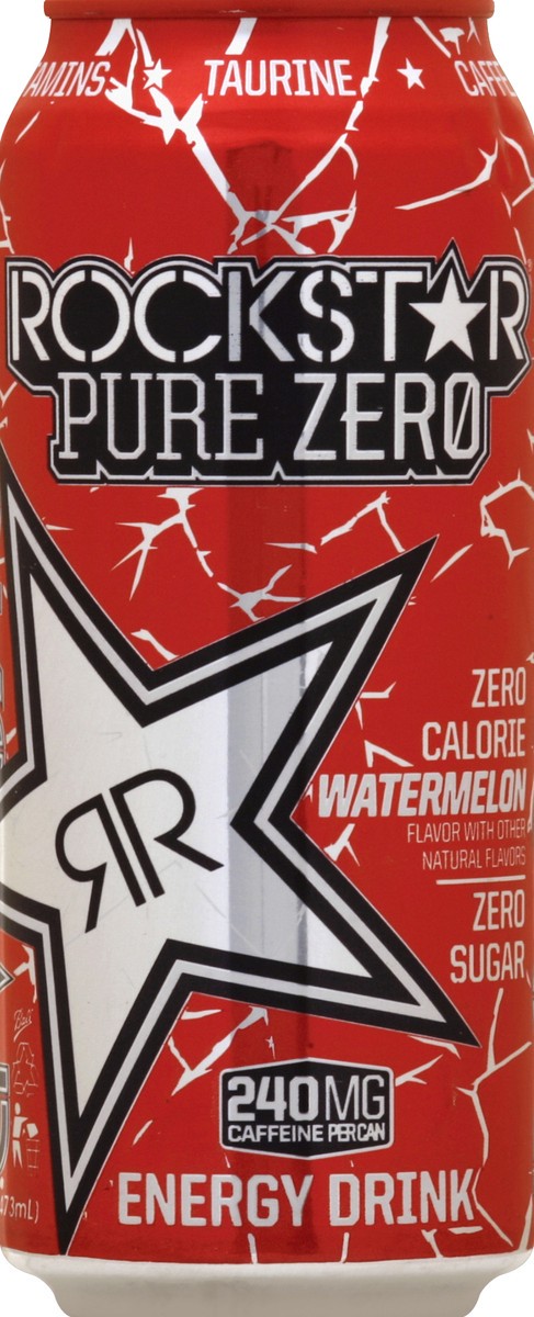 slide 3 of 4, Rockstar Pure Zero Watermelon Energy Drink - 16 fl oz, 16 fl oz