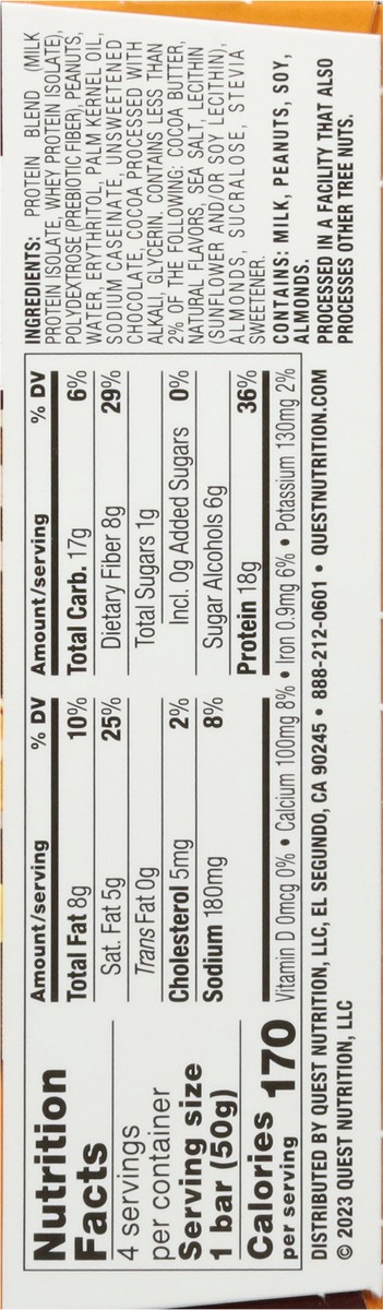 slide 9 of 16, Quest Protein Bar, Chocolate Peanut Butter, Dipped, 4 ct