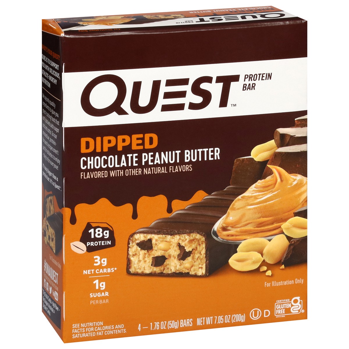 slide 10 of 16, Quest Protein Bar, Chocolate Peanut Butter, Dipped, 4 ct