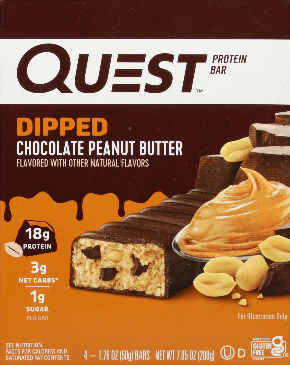 slide 6 of 16, Quest Protein Bar, Chocolate Peanut Butter, Dipped, 4 ct