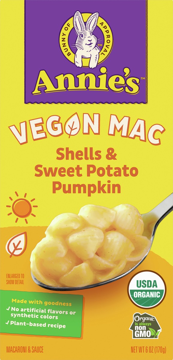 slide 5 of 9, Annie's Organic Vegan Mac, Shells and Sweet Potato Pumpkin, 6 oz, 6 oz