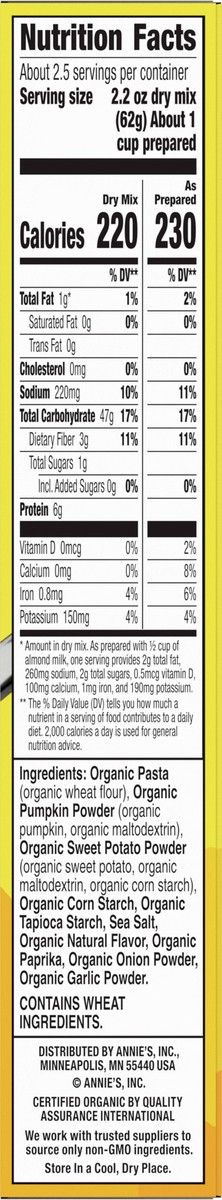 slide 9 of 9, Annie's Organic Vegan Mac, Shells and Sweet Potato Pumpkin, 6 oz, 6 oz