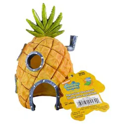 Penn-Plax SpongeBob Squarepants Pineapple House with Swim Holes Aquatic Ornament, Small
